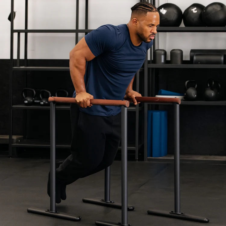 Cannons UK Dip Bars with Wooden Handles – Beech Wood & Steel – 72cm Wide