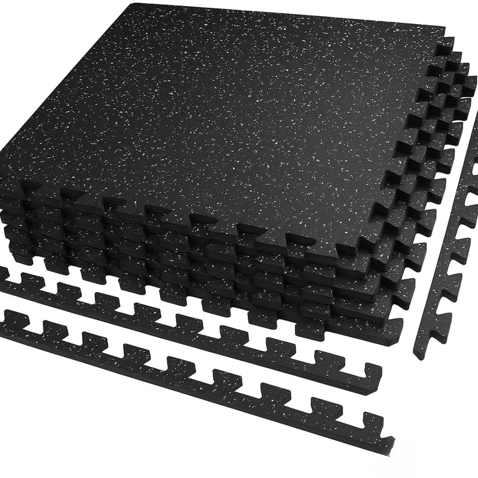 Rubber-Topped EVA Interlocking Gym Mats – 60cm x 60cm x 14mm | Home Gym Flooring