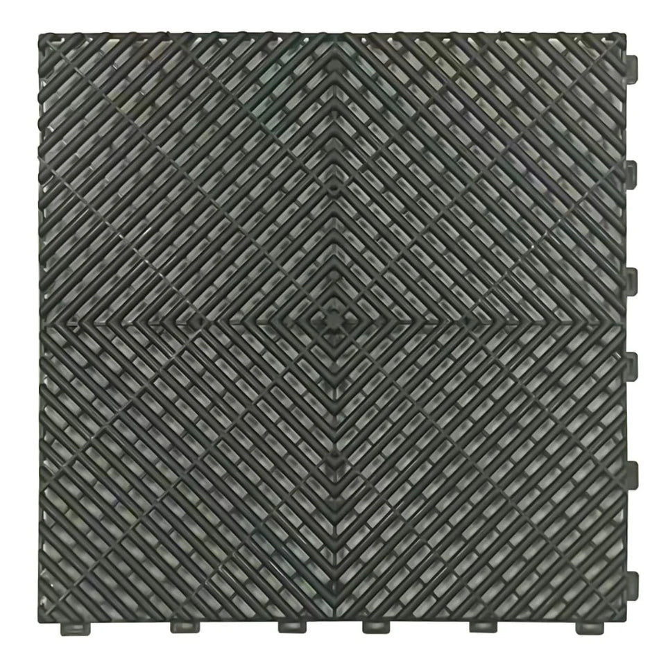 UltraLock™ Vented PP Garage Tiles | Heavy Duty Interlocking Garage Flooring | 400 x 400 x 18mm